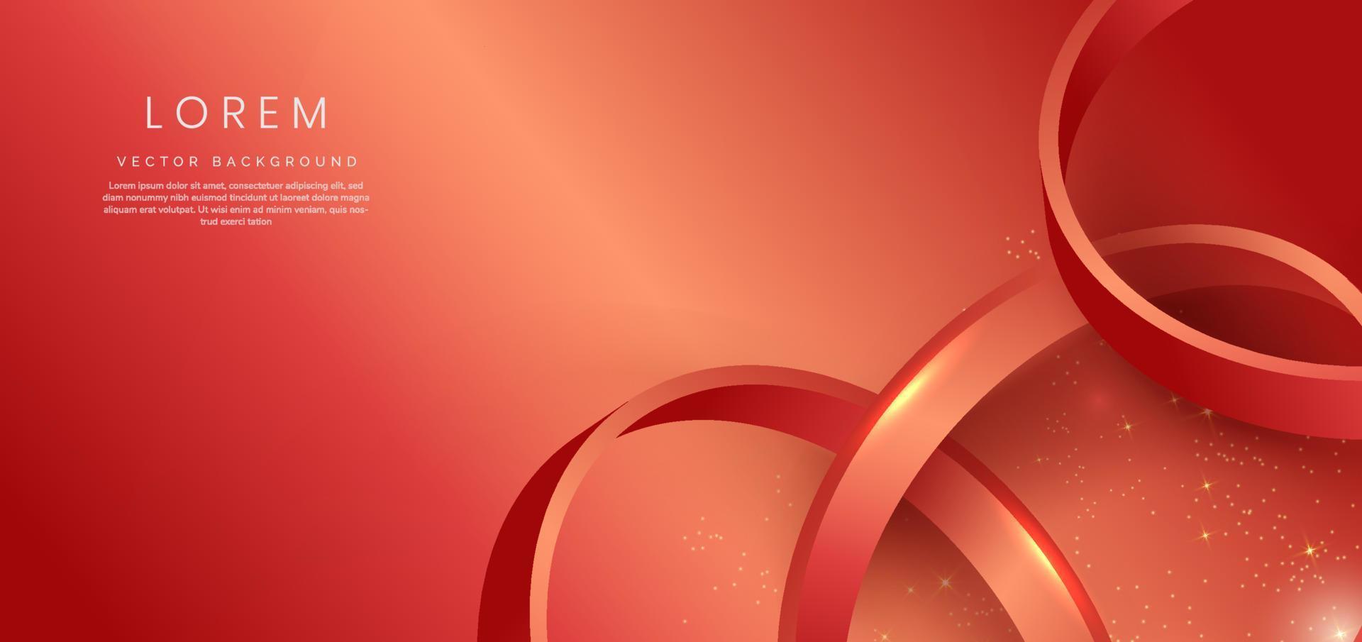 círculo rojo 3d abstracto sobre fondo rojo con efecto de iluminación y brillo con espacio de copia para texto. estilo de diseño de lujo. vector