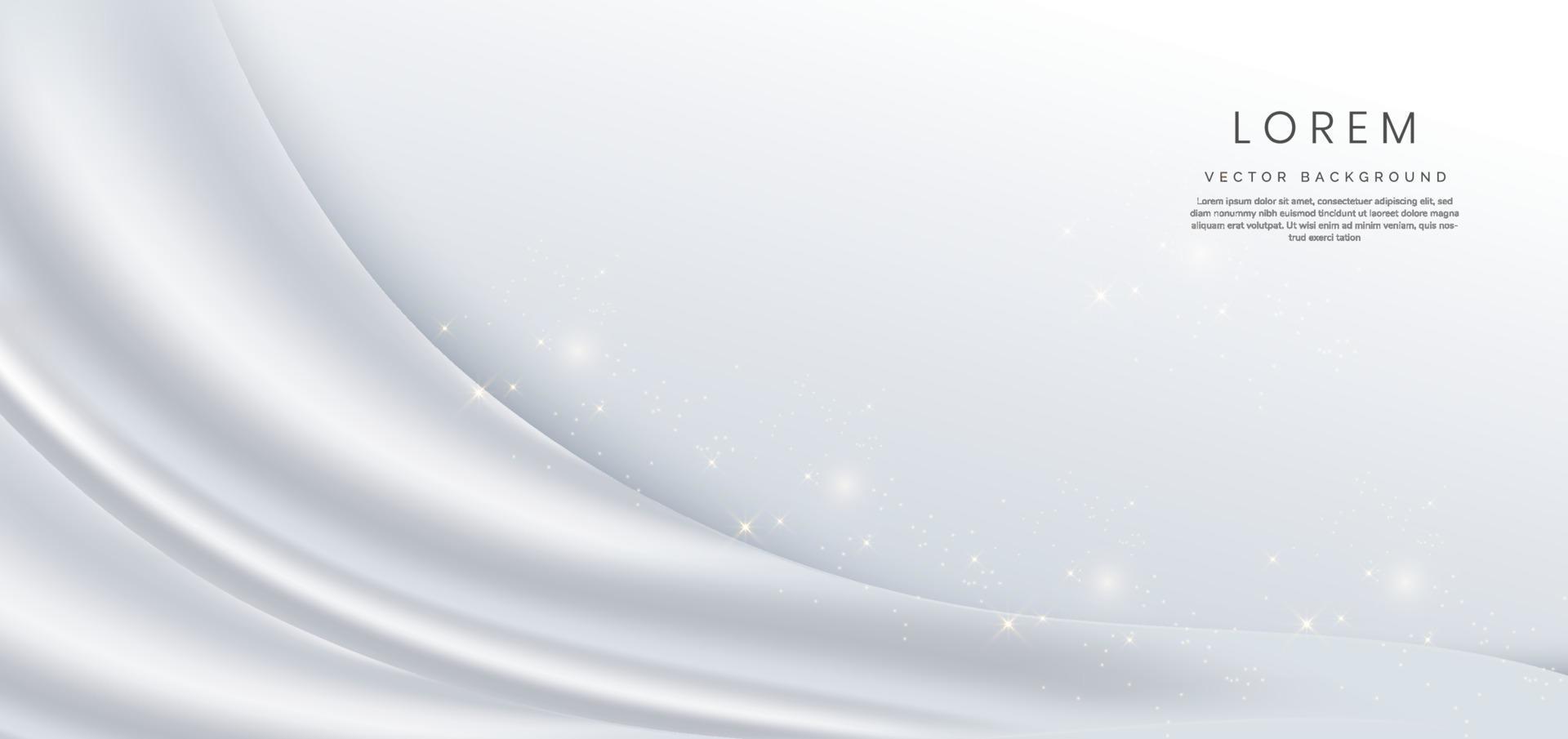 Abstract 3d curve white background with gold sparkle with copy space for text. Luxury style template design. vector