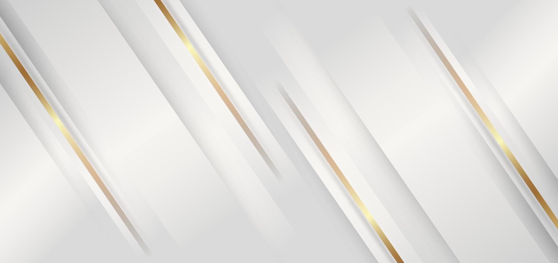 Abstract 3d elegant template white background with gold lines diagonal and copy space for text. Luxury style. vector