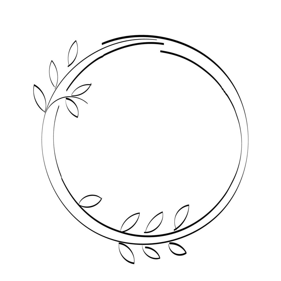 Flower Wreath Line Art with abstract shape vector