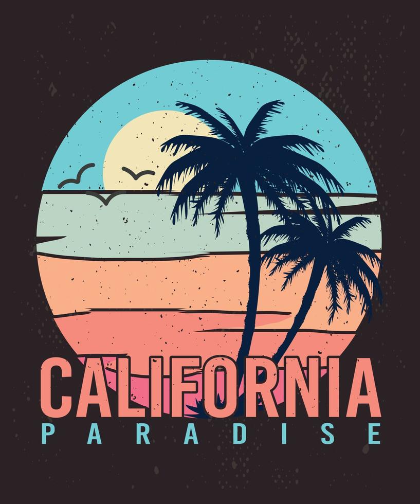 diseño de camiseta de california summer paradise palm beach vector