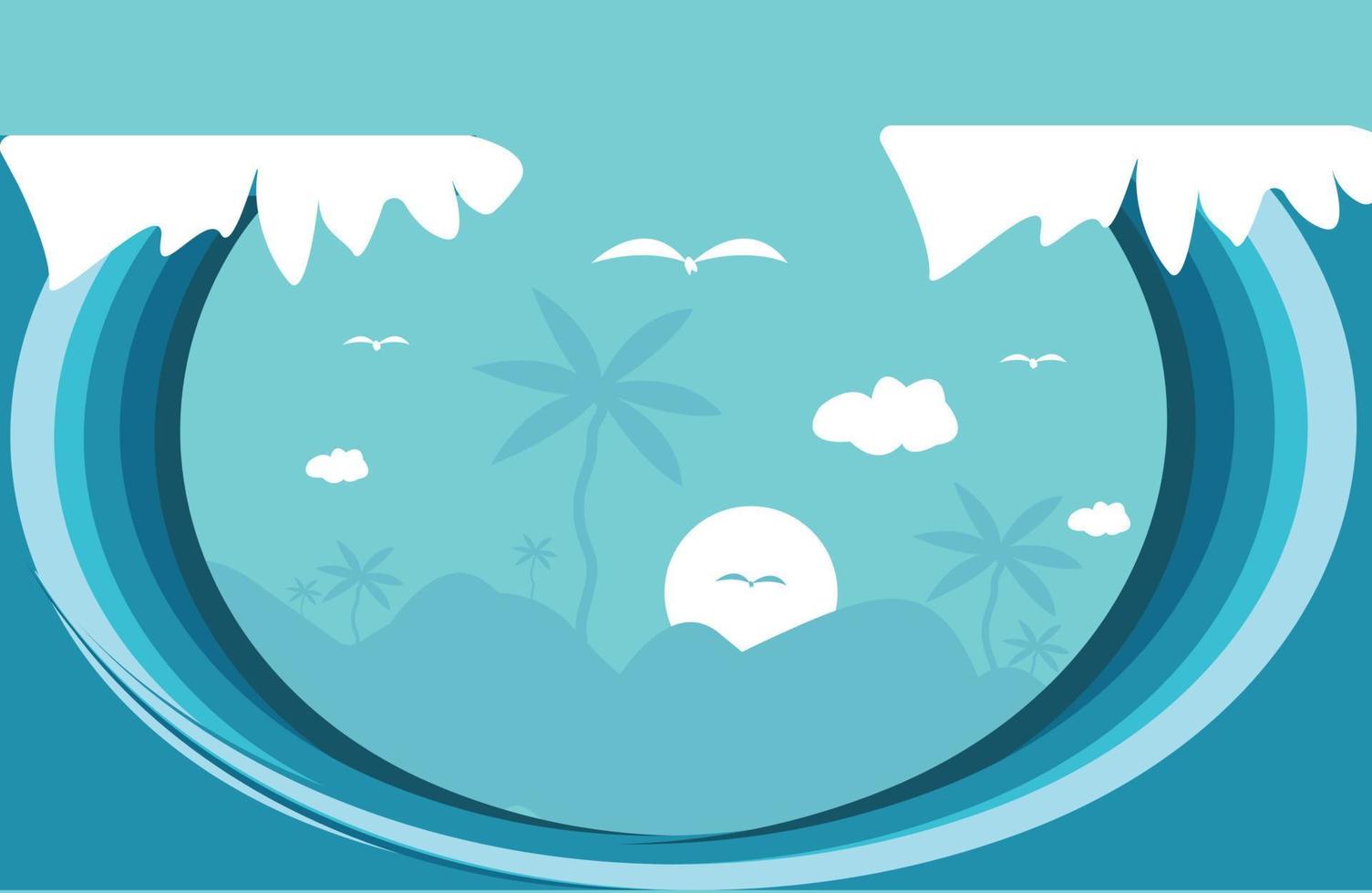 Sea wave background background fluid mountain tree elements Popular Design Poster Eps10 Vector