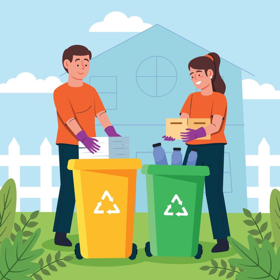 People Recycling At Home Concept vector