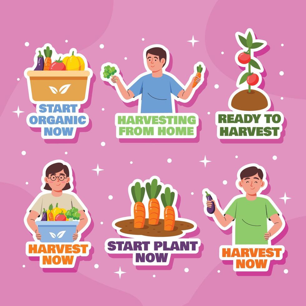 Harvesting Food From Home Sticker Concept vector