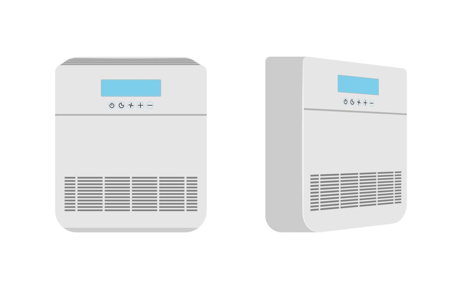 Air purifier with monitor and touch buttons flat illustration vector