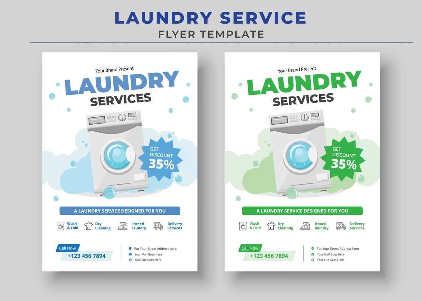 Laundry Service Flyer Template, Dry cleaner Flyer, Poster brochure design, Vector Editable and Print ready