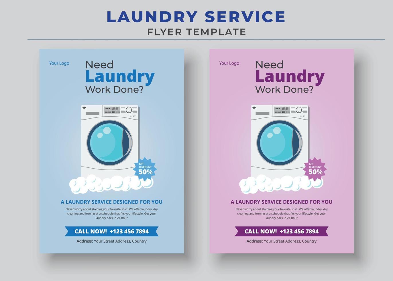 Laundry Service Flyer Template, Dry cleaner Flyer, Poster brochure design, Vector Editable and Print ready