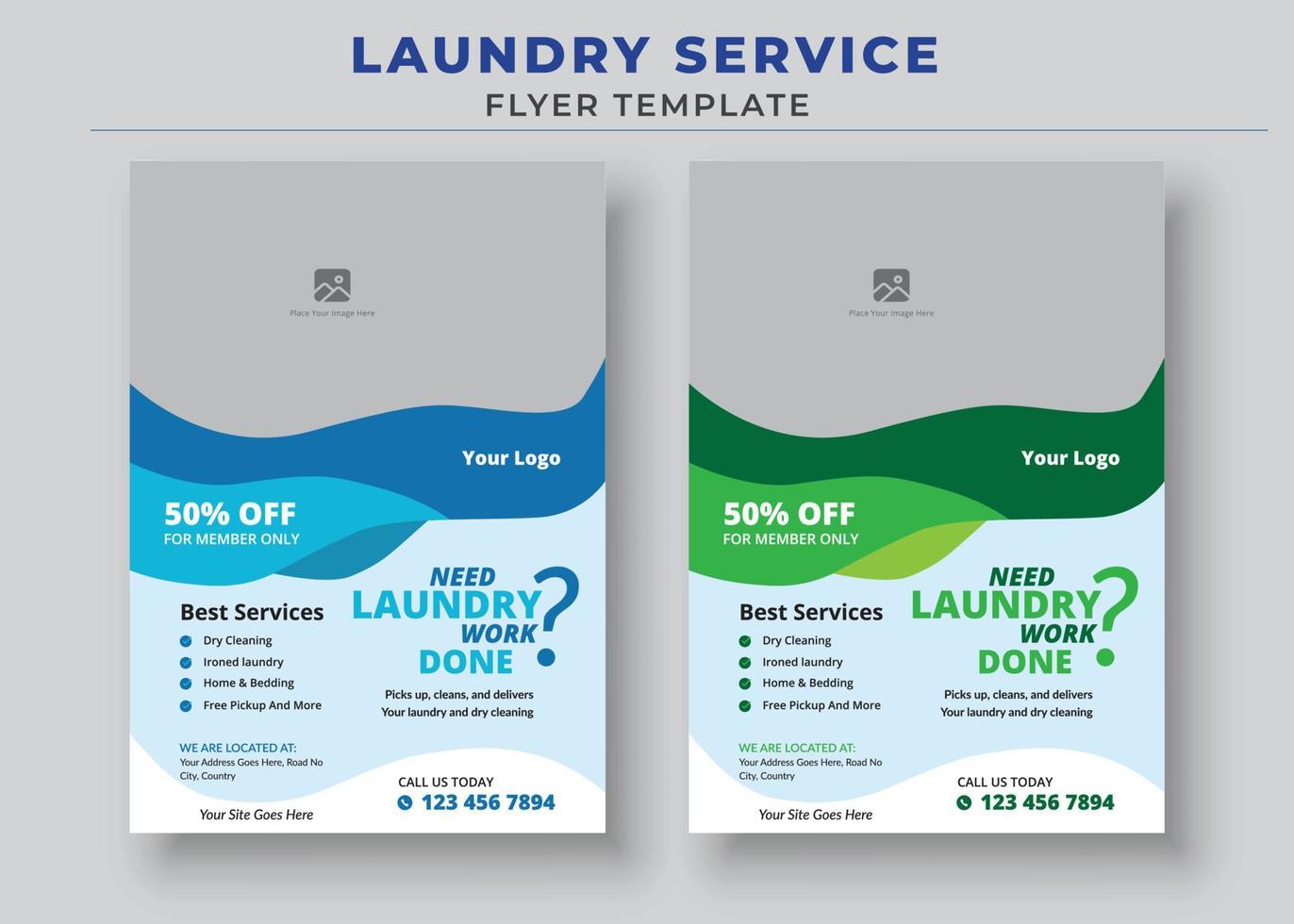 Laundry Service Flyer Template, Dry cleaner Flyer, Poster brochure design, Vector Editable and Print ready