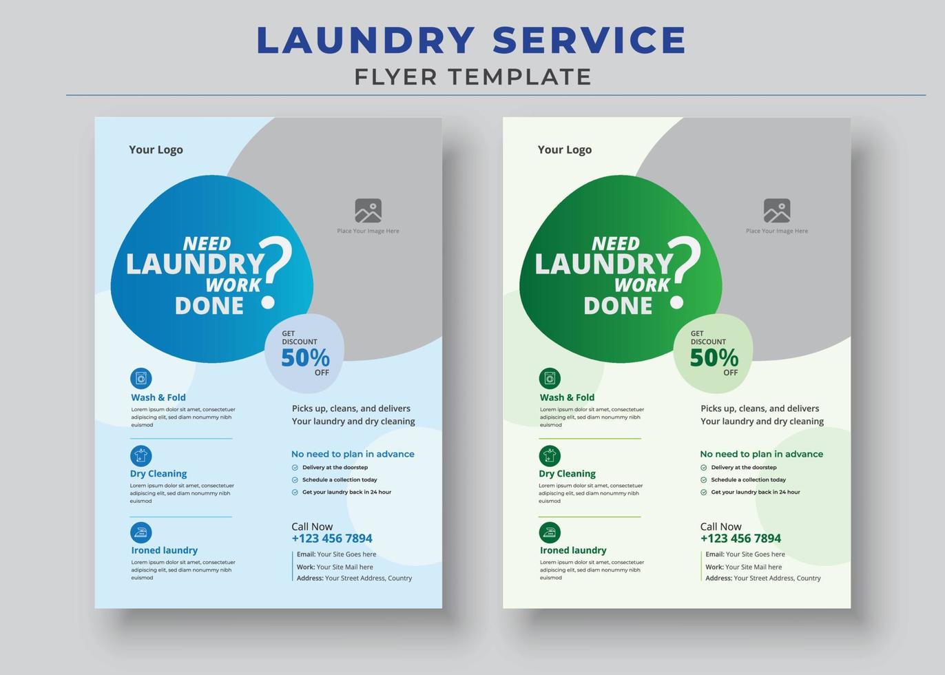 Laundry Service Flyer Template, Dry cleaner Flyer, Poster brochure design, Vector Editable and Print ready