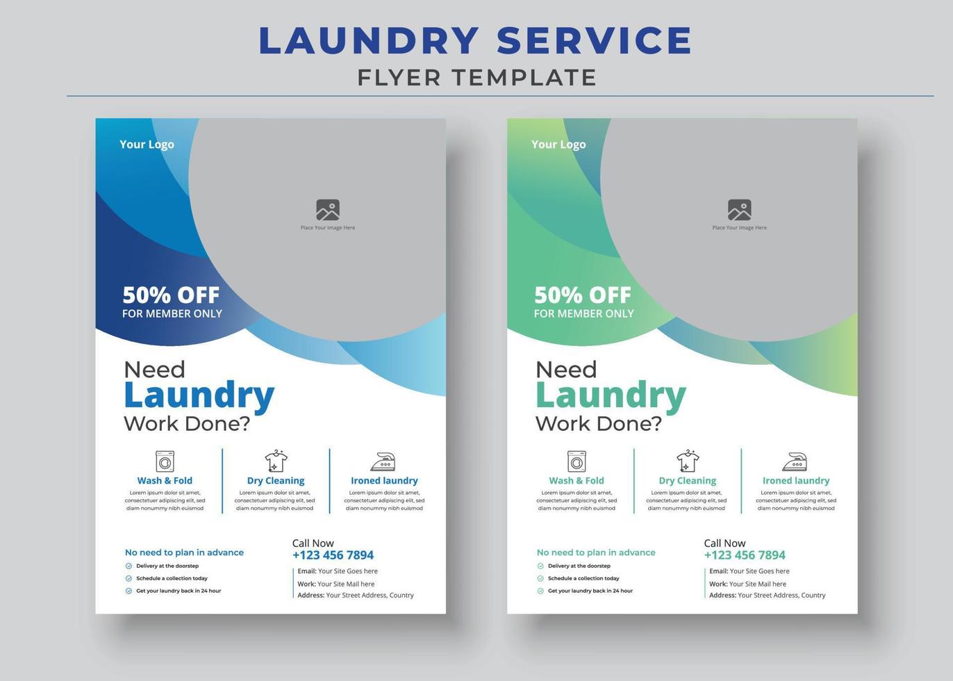 Laundry Service Flyer Template, Dry cleaner Flyer, Poster brochure design, Vector Editable and Print ready