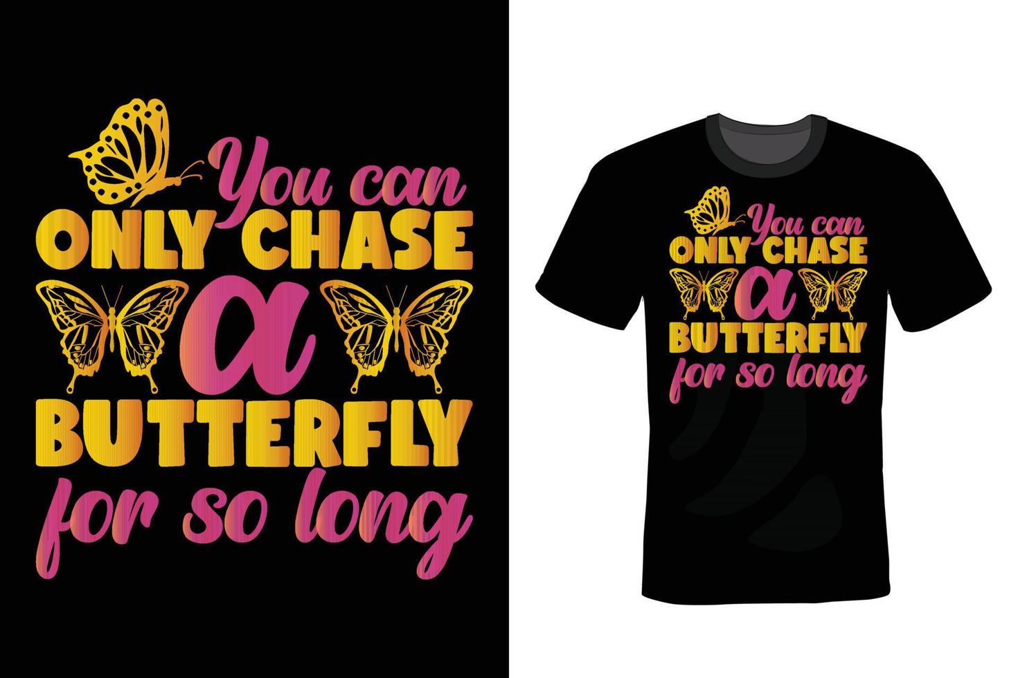 diseño de camiseta de mariposa, vintage, tipografía vector