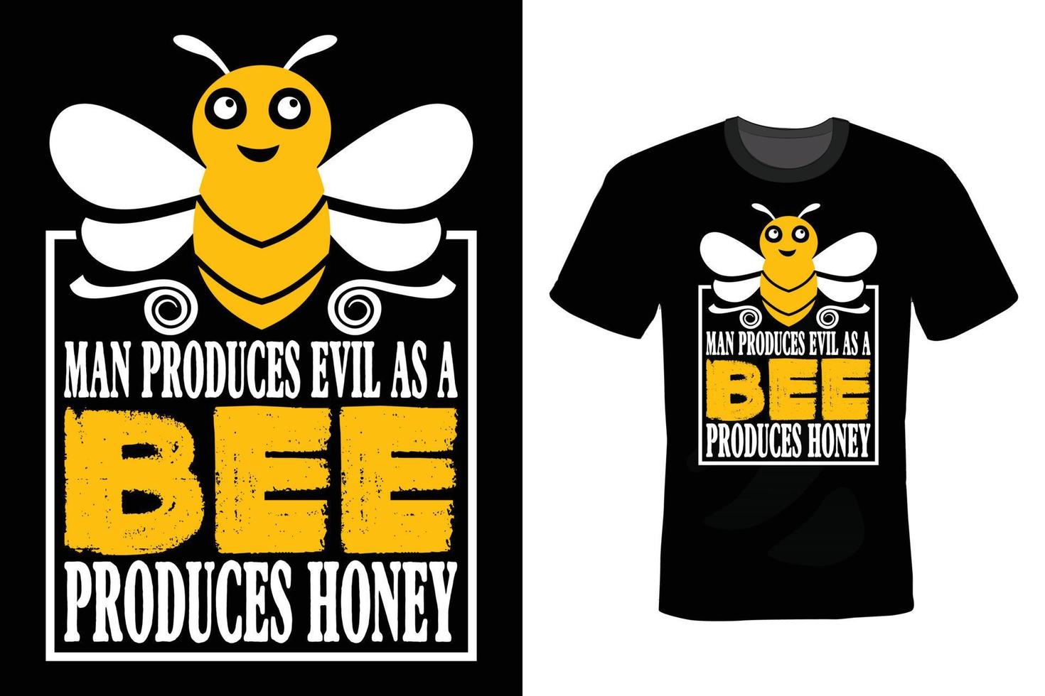 Bee T shirt design, vintage, typography vector