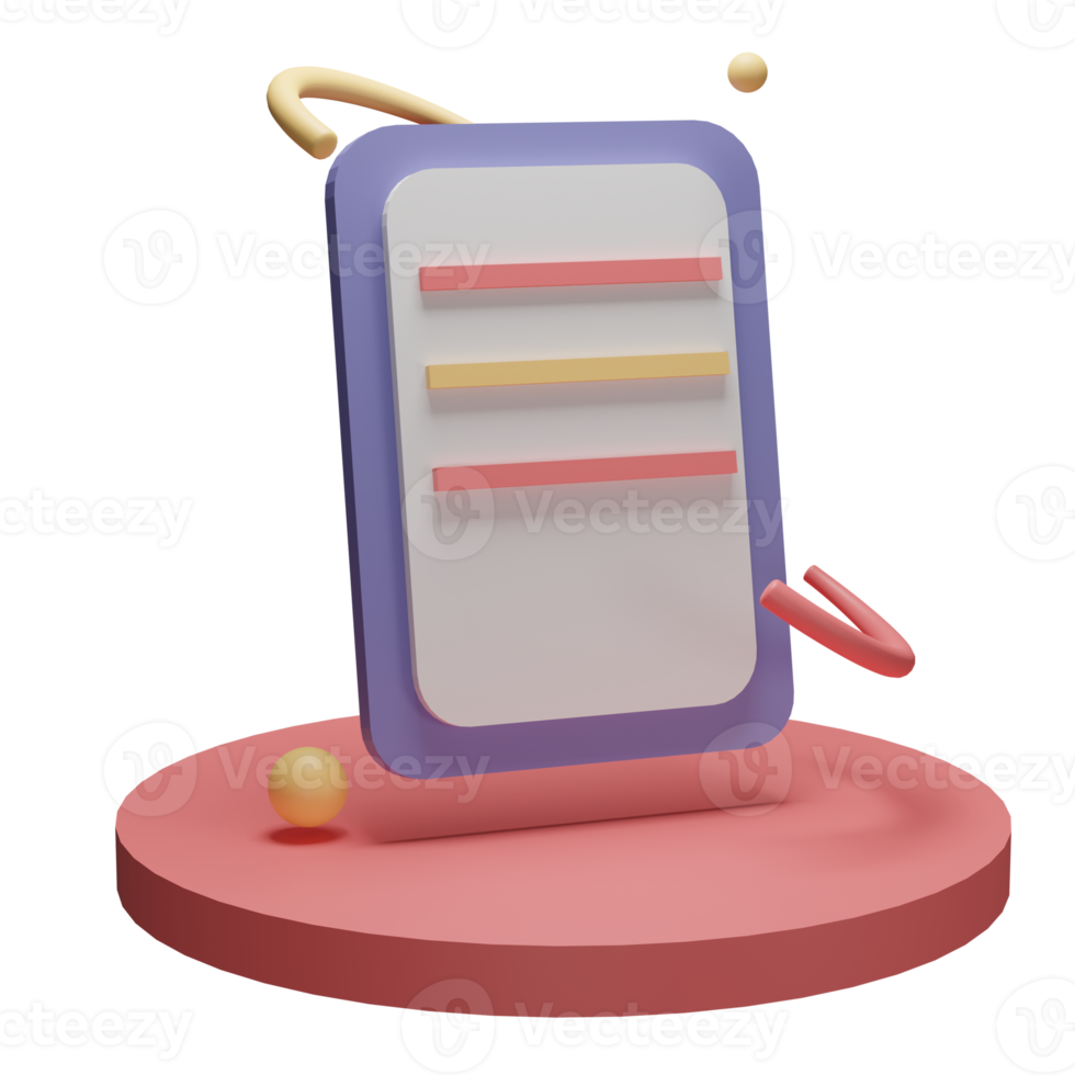 Documento de ícone de objeto de ilustração 3D pode ser usado para web, aplicativo, gráfico de informações, etc. png
