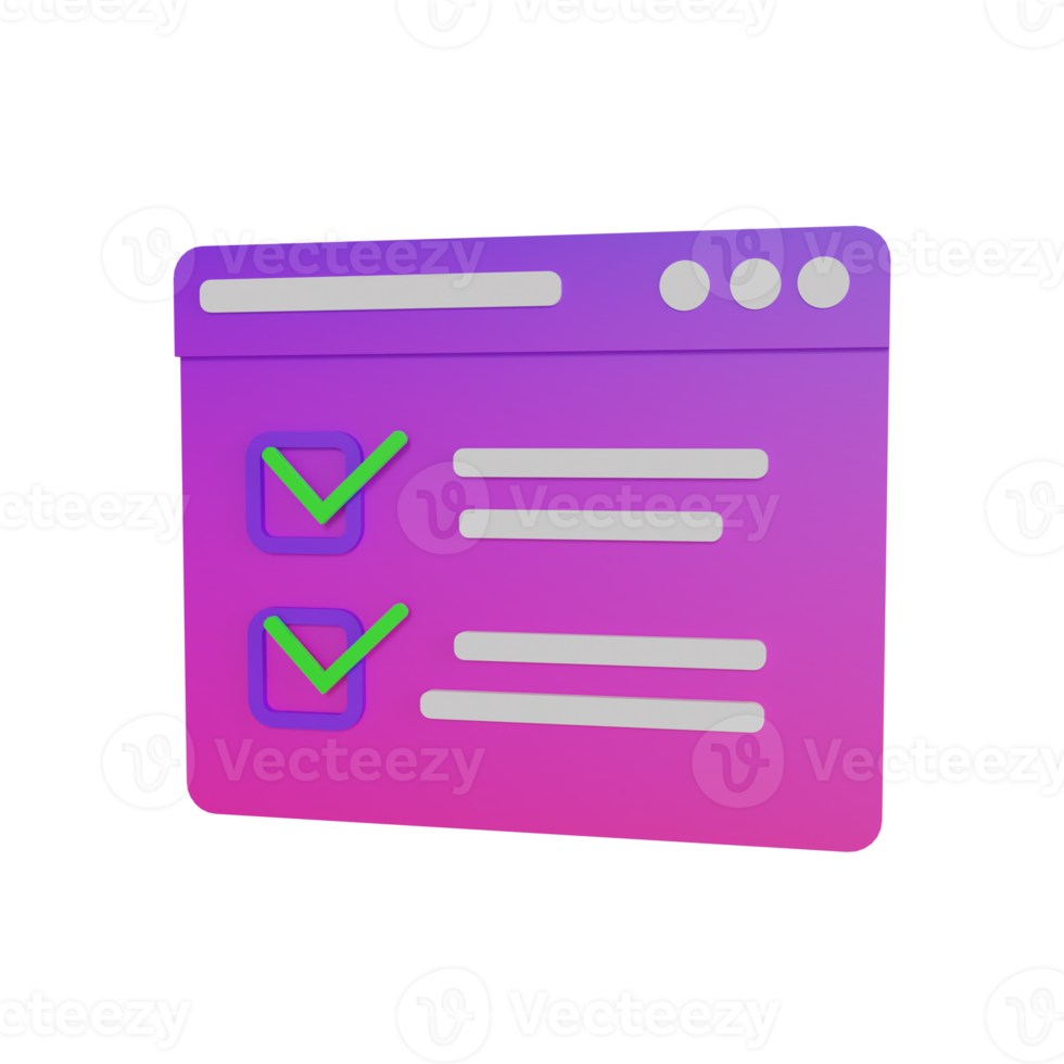 3d Illustration Object icon checklist data Can be used for web, app, info graphic, etc png