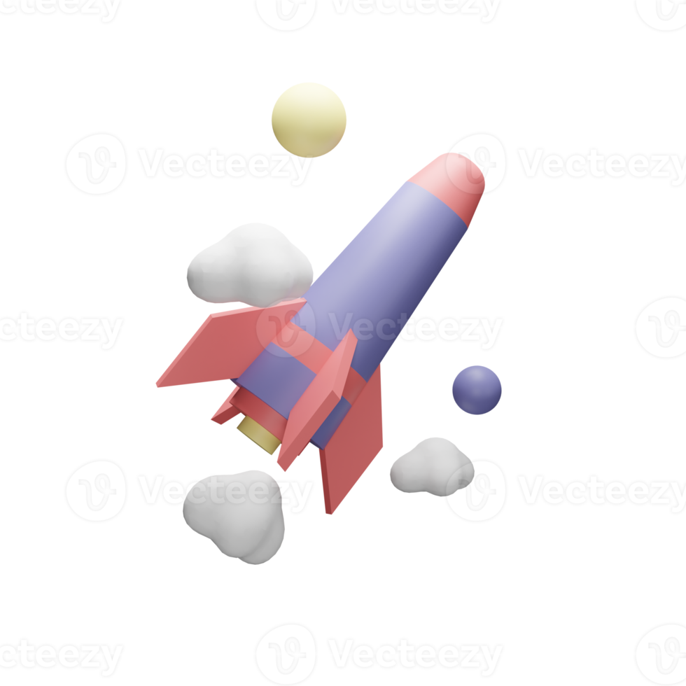 Foguete de ícone de objeto de ilustração 3D pode ser usado para web, aplicativo, gráfico de informações, etc. png