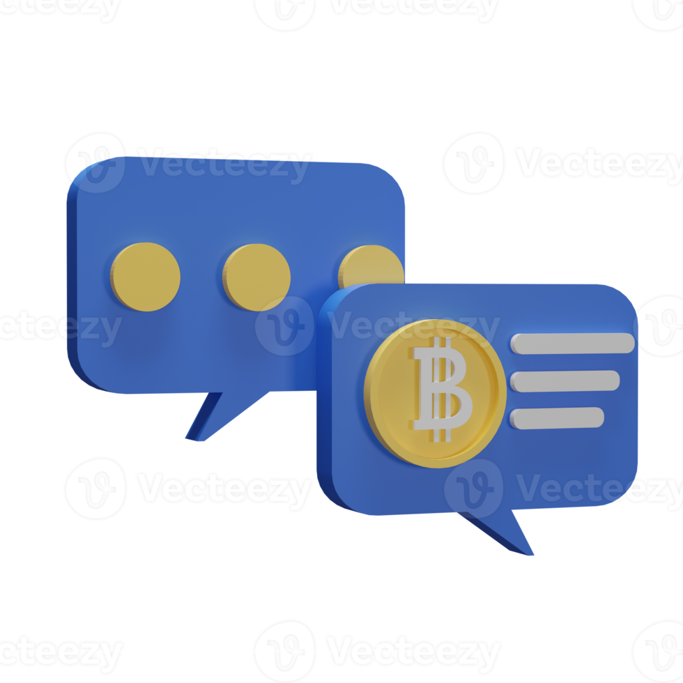 3d Illustration Object icon bit coin chat Can be used for web, app, info graphic, etc png