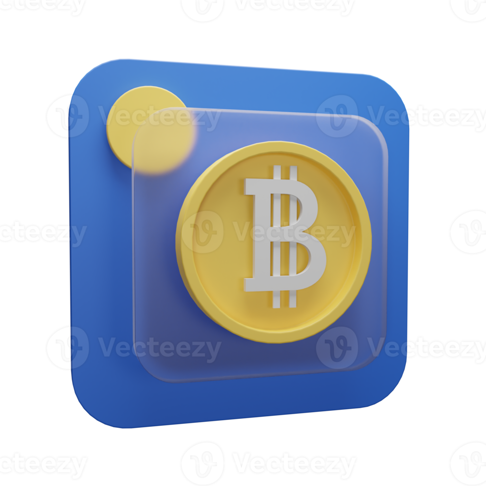 La moneda de bit de icono de objeto de ilustración 3d se puede utilizar para web, aplicación, gráfico de información, etc. png