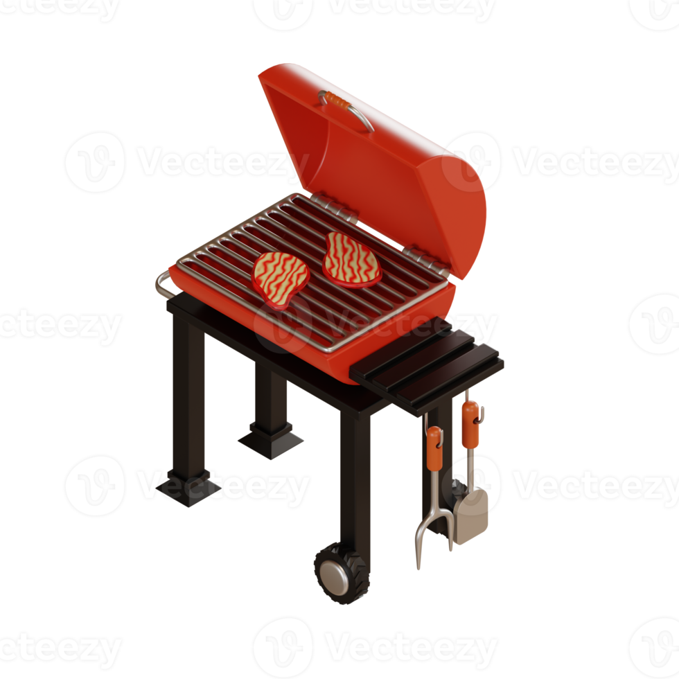 bbq-grillillustratie met machinegrill 3d png