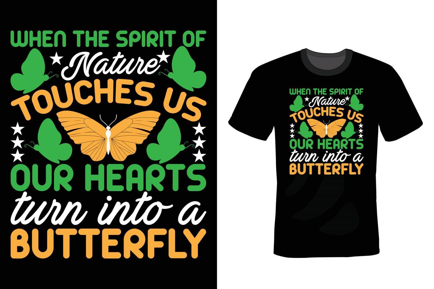 diseño de camiseta de mariposa, vintage, tipografía vector