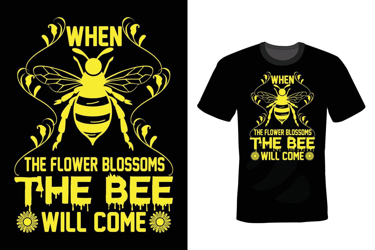 diseño de camiseta de abeja, vintage, tipografía vector