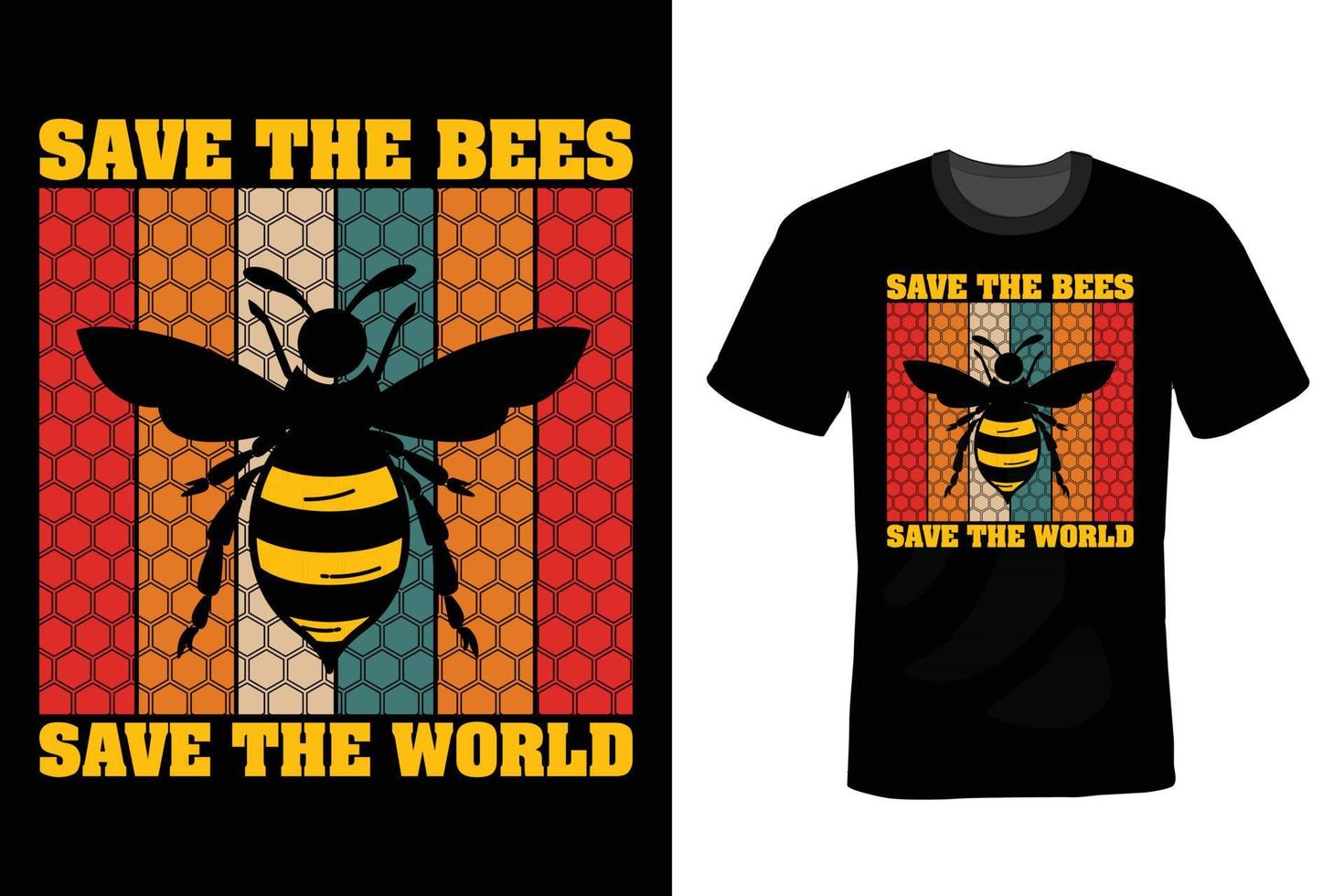 Bee T shirt design, vintage, typography vector