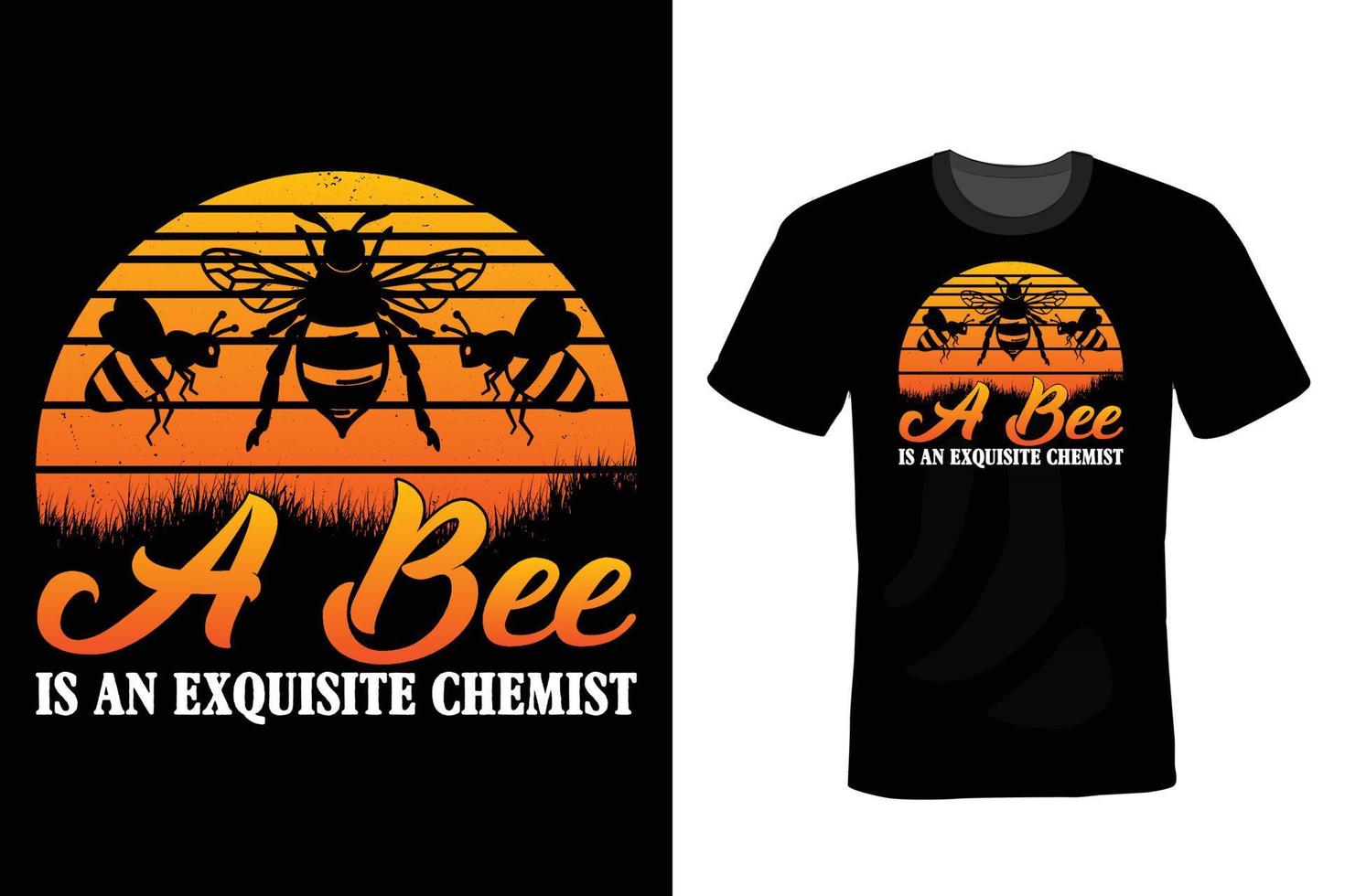 Bee T shirt design, vintage, typography vector