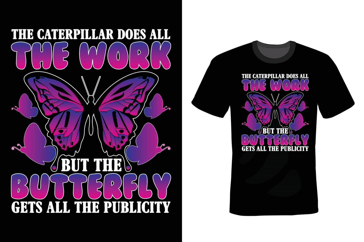 diseño de camiseta de mariposa, vintage, tipografía vector