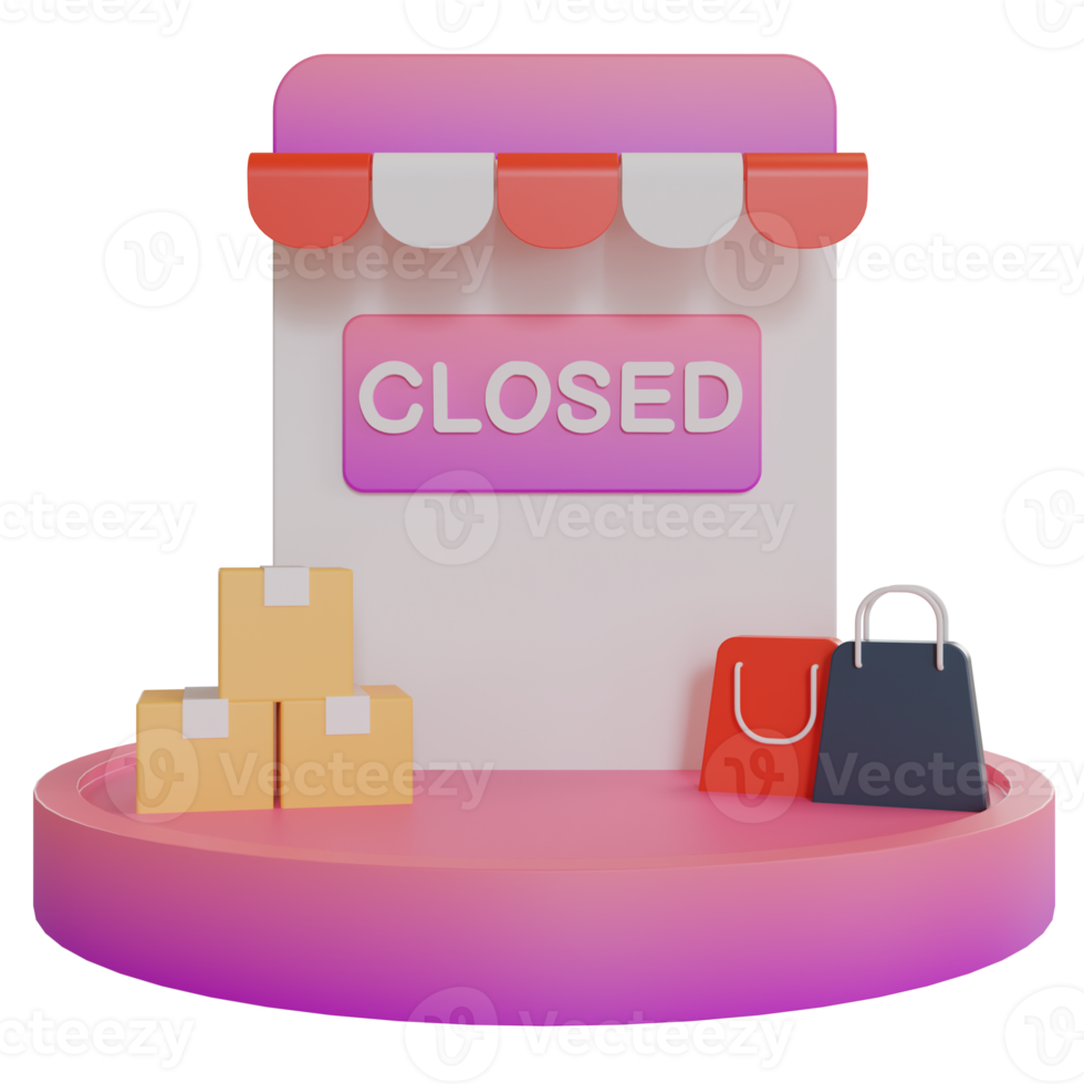 3D Illustration object icon closed shop png