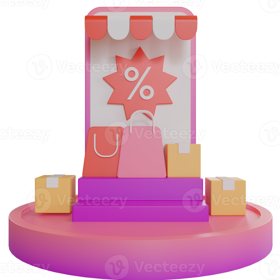 3d illustratie objectpictogram kortingswinkel png