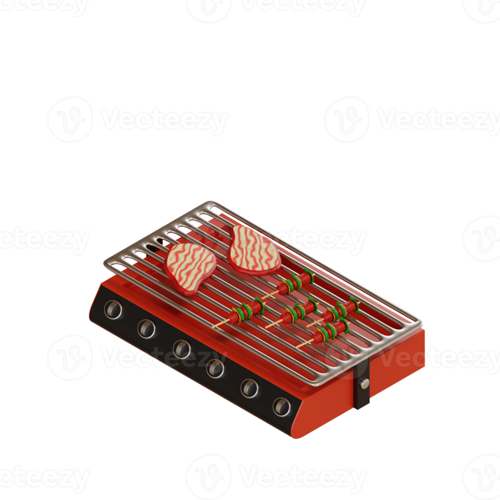 bbq grill illustration with machine grill 3d png