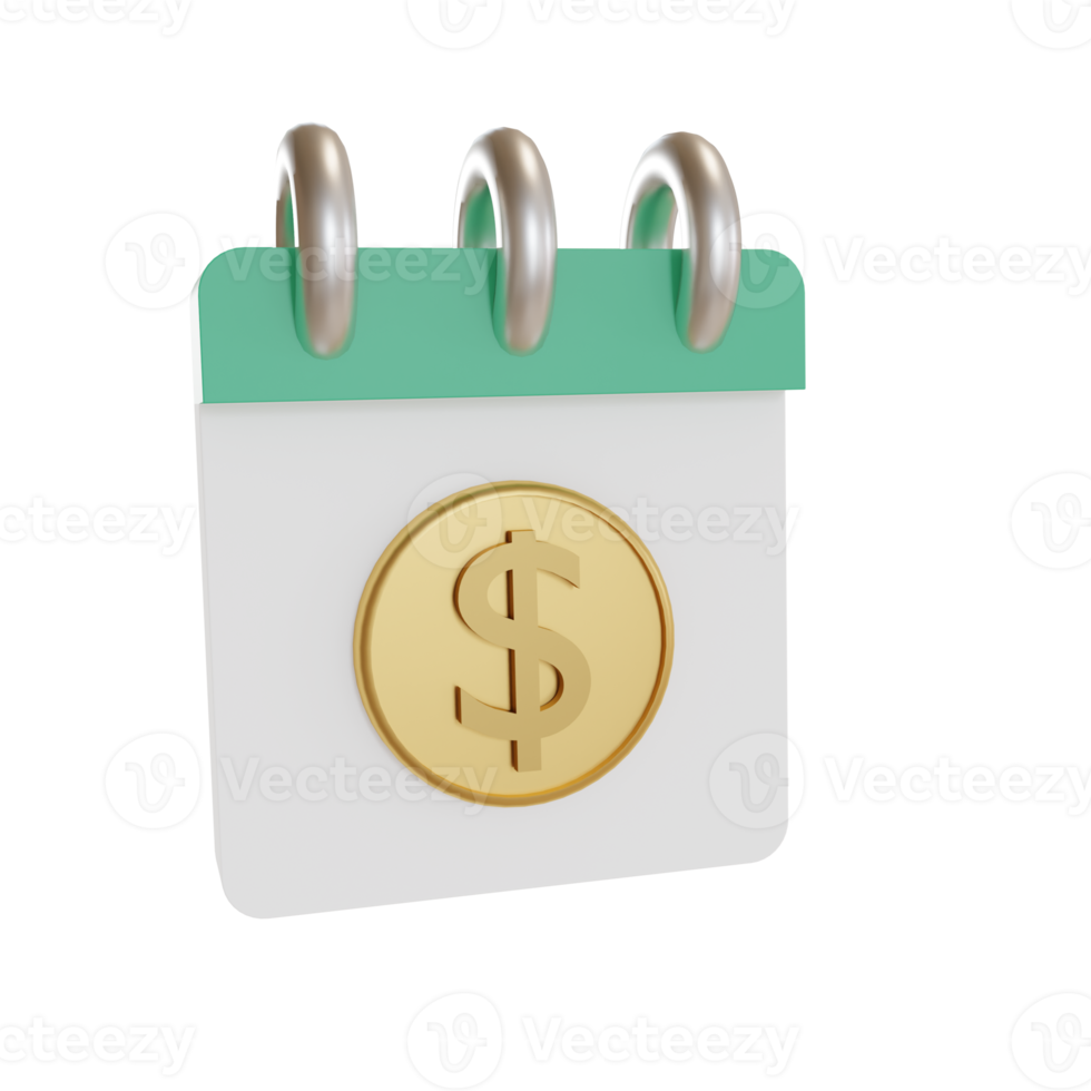 3d Illustration Object calender, coin money Can be used for web, app, info graphic, etc png