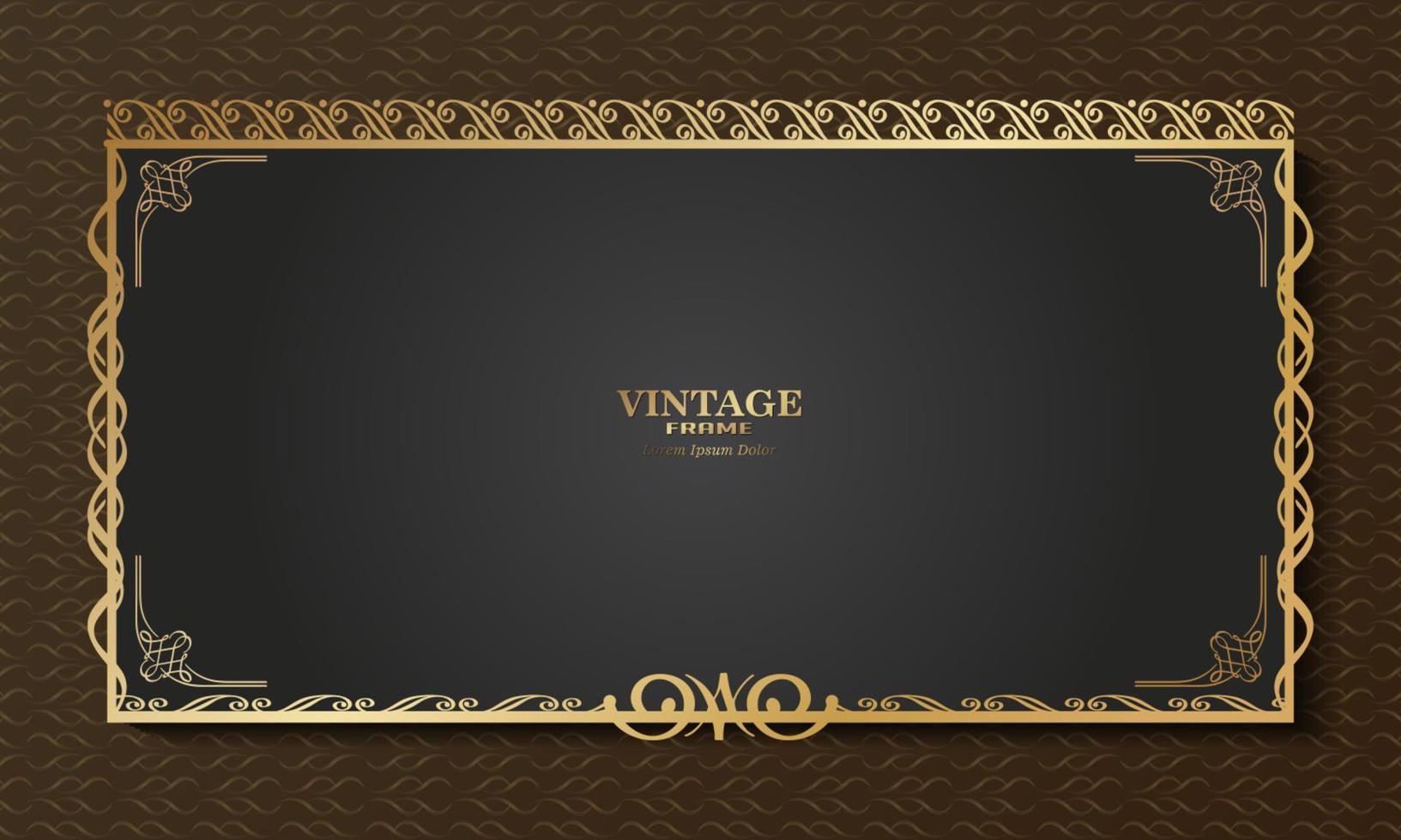 vintage background with gold patterned ornament frame, vector illustration