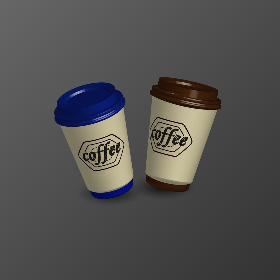 ilustración vectorial de la maqueta de vasos de plástico en estilo 3d, ideal para productos de bebidas, vector