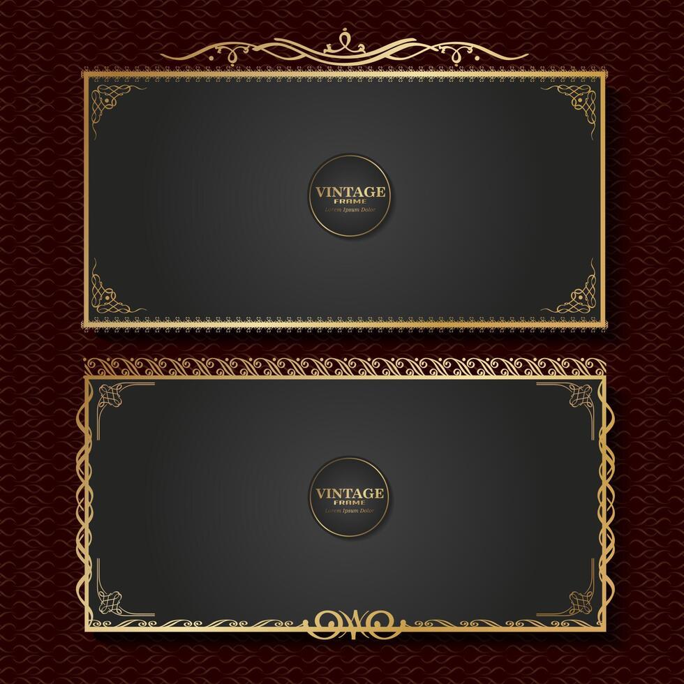 vintage background with gold patterned ornament frame, vector illustration