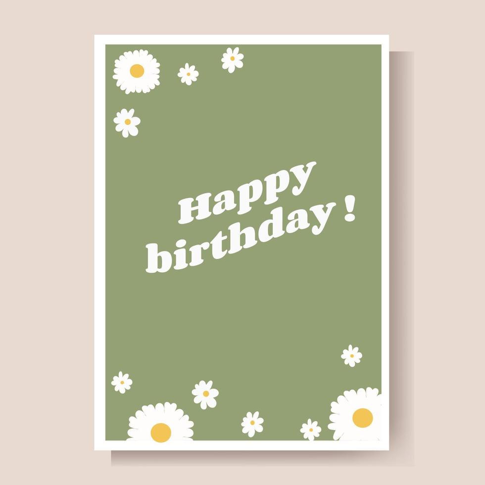 Happy Birthday Greeting Card, with flowers. Vector Illustration ...