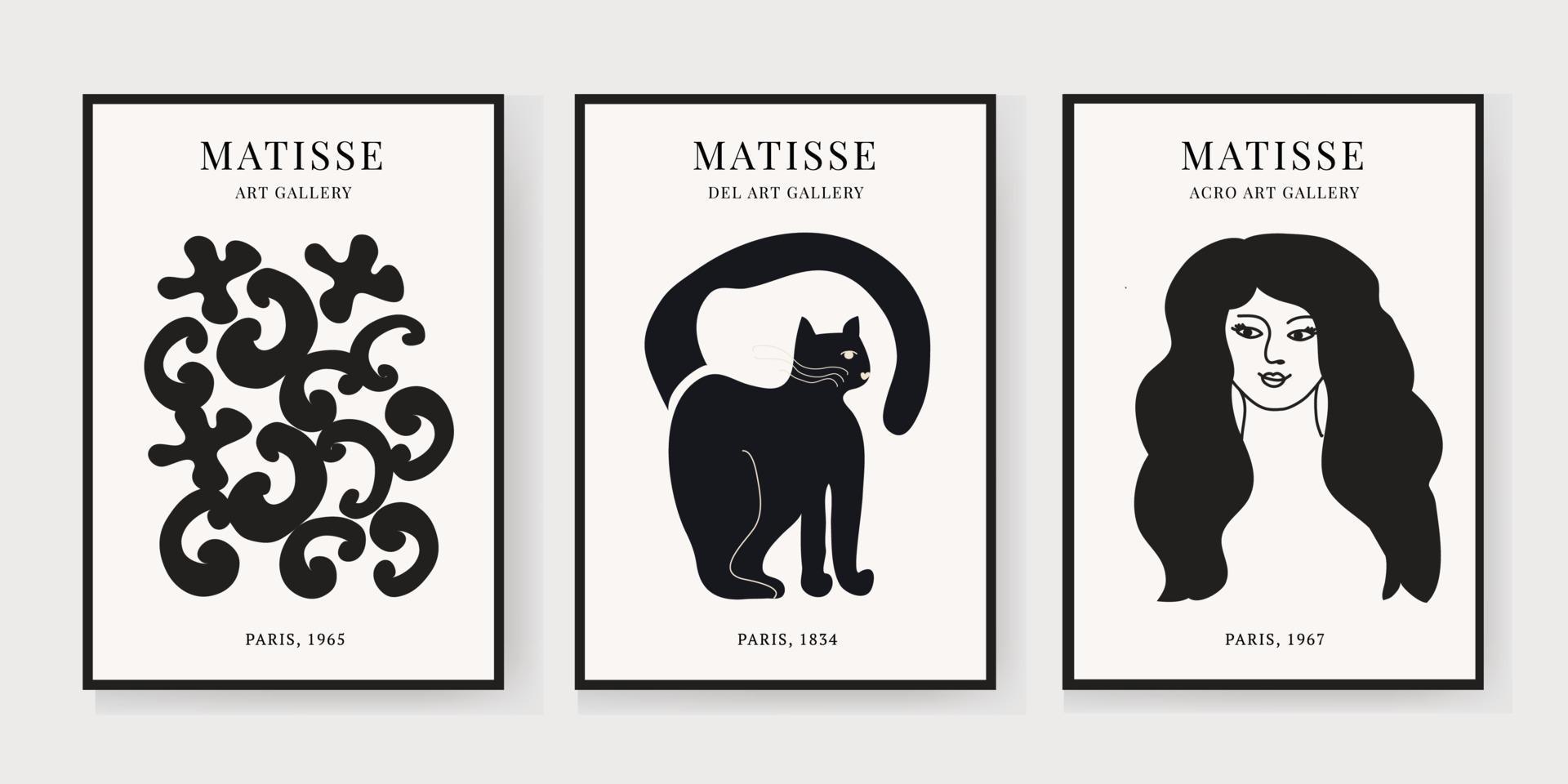 Abstract Matisse Art Set, Aesthetic Modern Art, Minimalist Art, Illustration, Vector, Poster, Postcard. A set of abstract fashion creative art vector