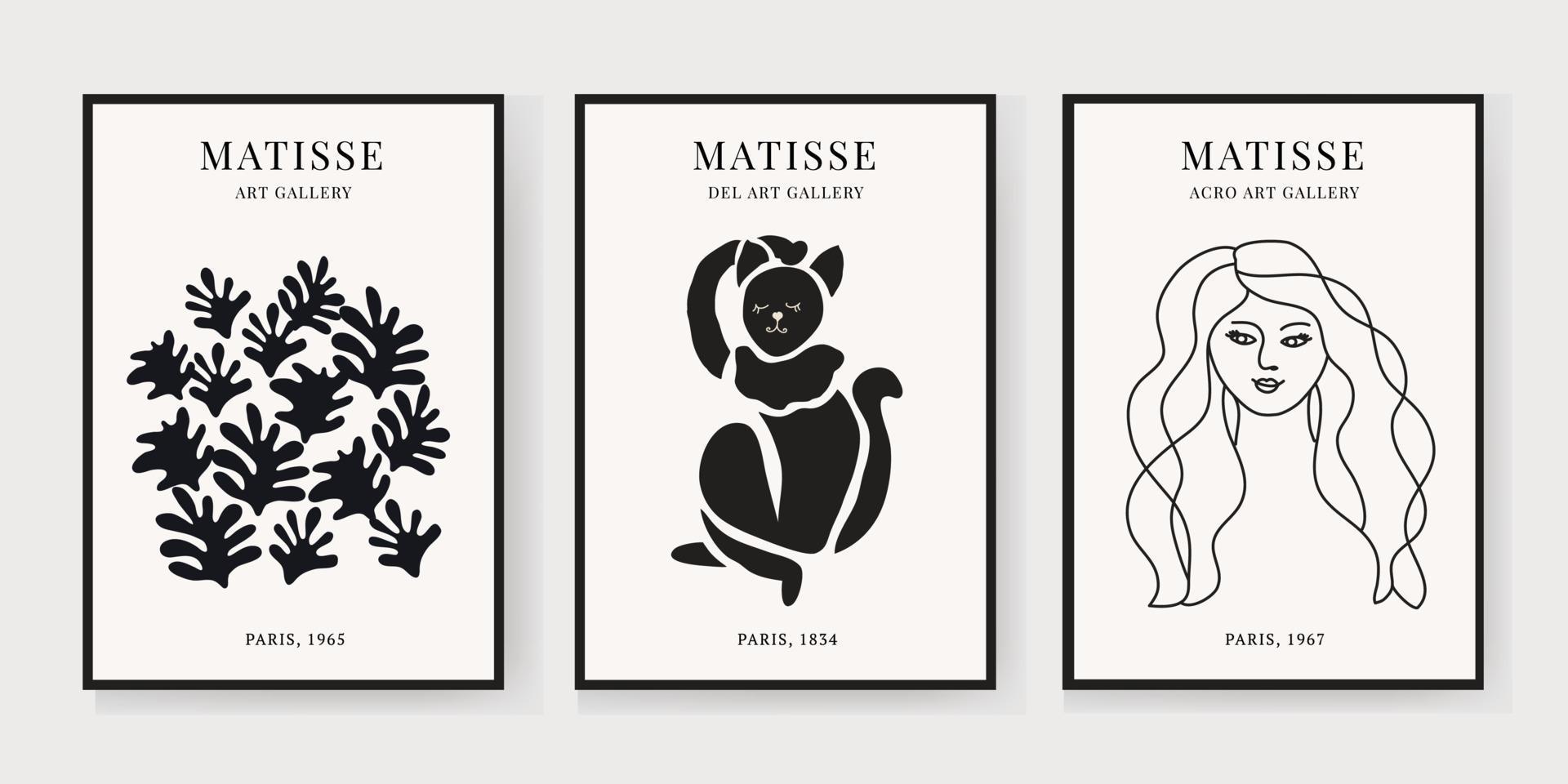 Abstract Matisse Art Set, Aesthetic Modern Art, Minimalist Art, Illustration, Vector, Poster, Postcard. A set of abstract fashion creative art. vector