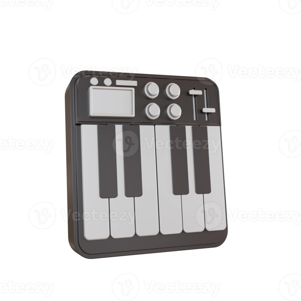 3d Illustration Object icon piano electric png