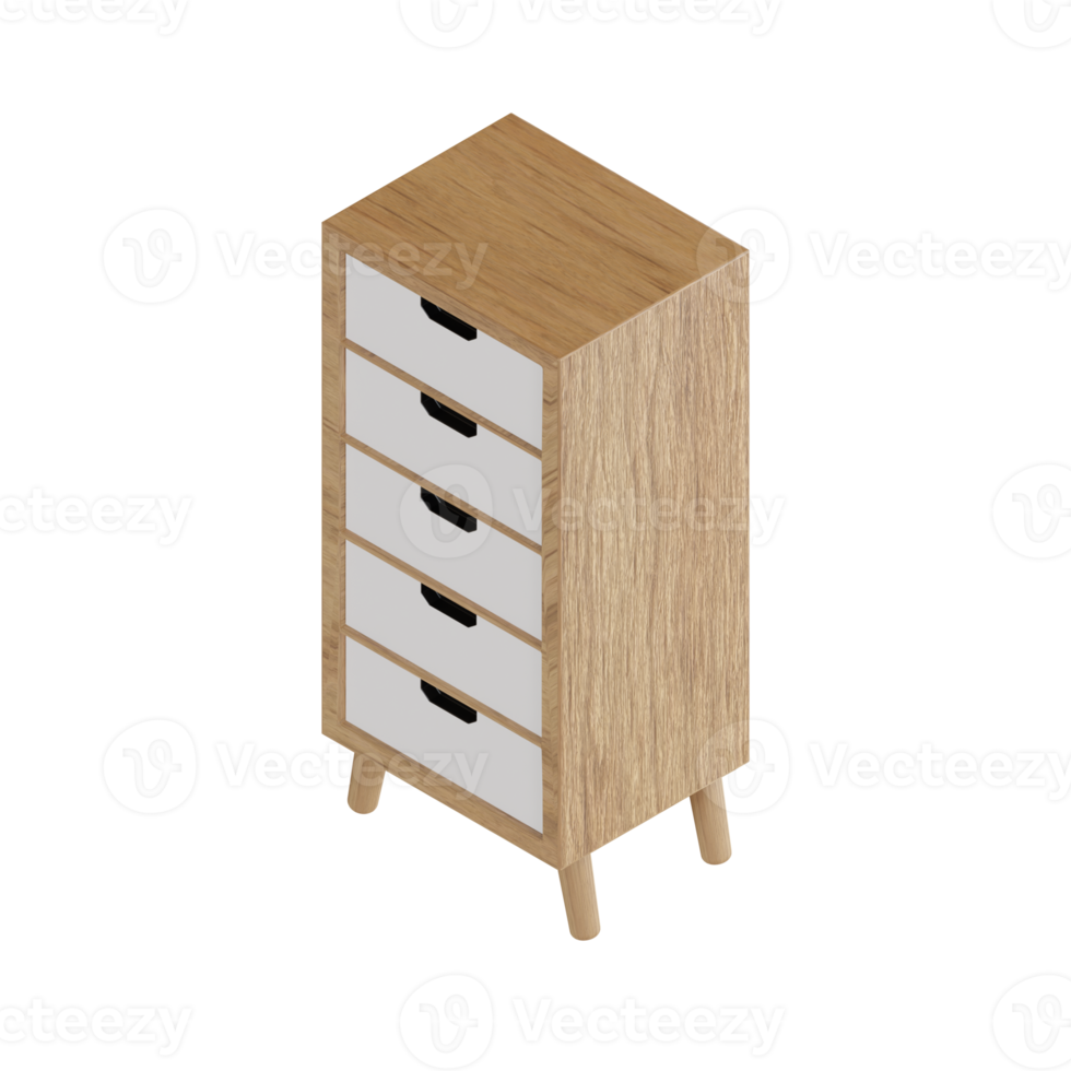 3d illustration objet icône armoire de bureau en bois png