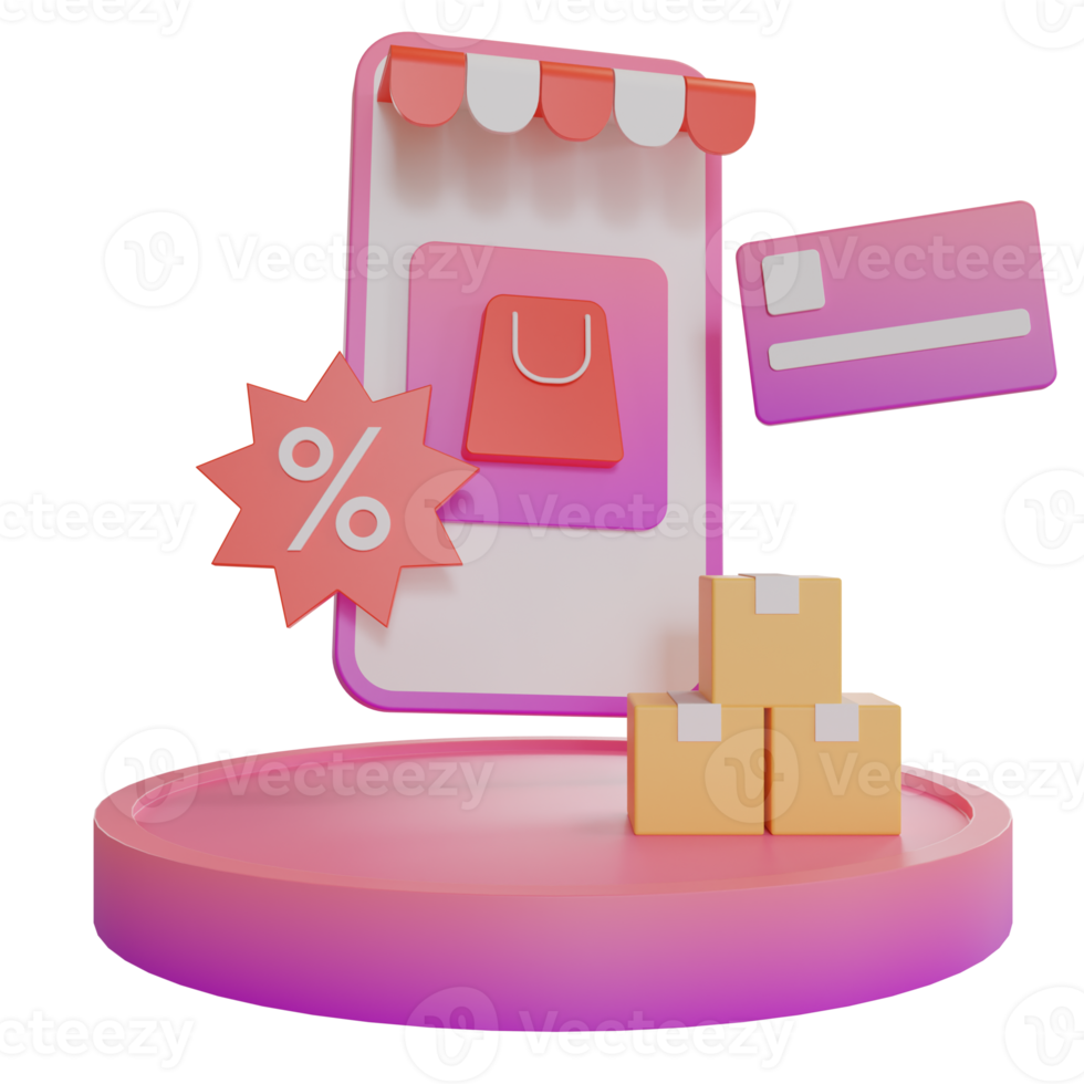 3d illustration objet icône discount shop png