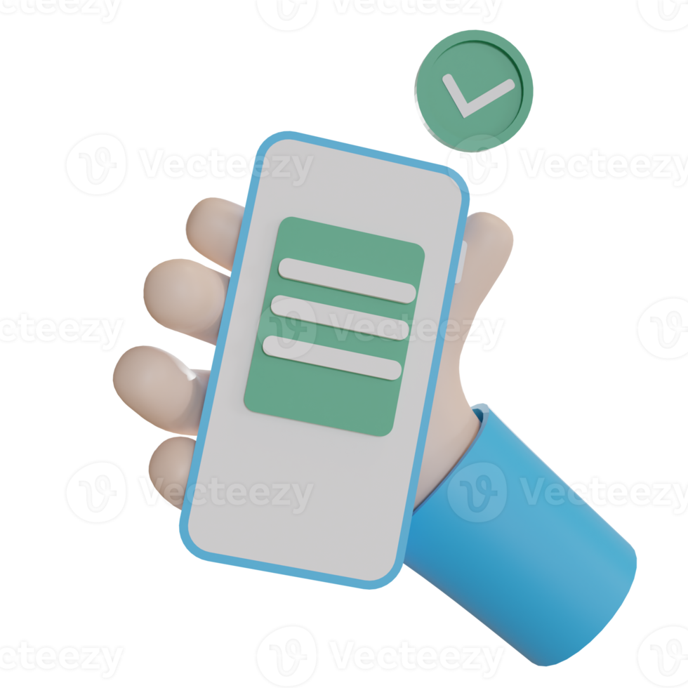 3d Illustration Object icon hand hold smart phone wallet Can be used for web, app, info graphic, etc png