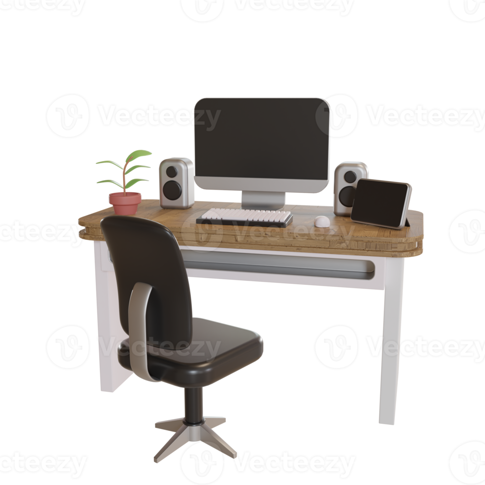3d Illustration Object icon computer stand office works png