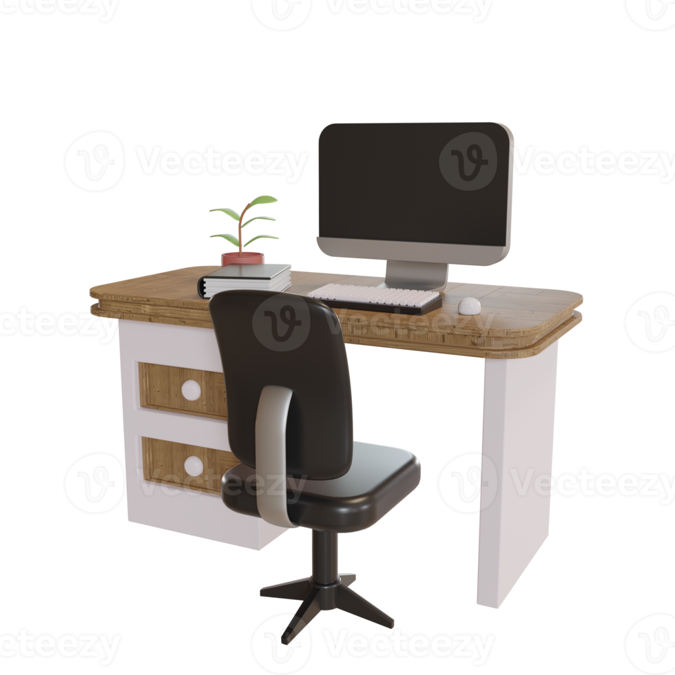 3d Illustration Object icon computer stand office works png