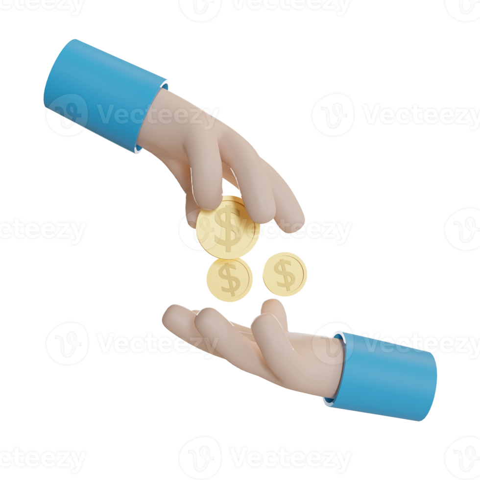 3d Illustration Object icon hand receiving money Can be used for web, app, info graphic, etc png