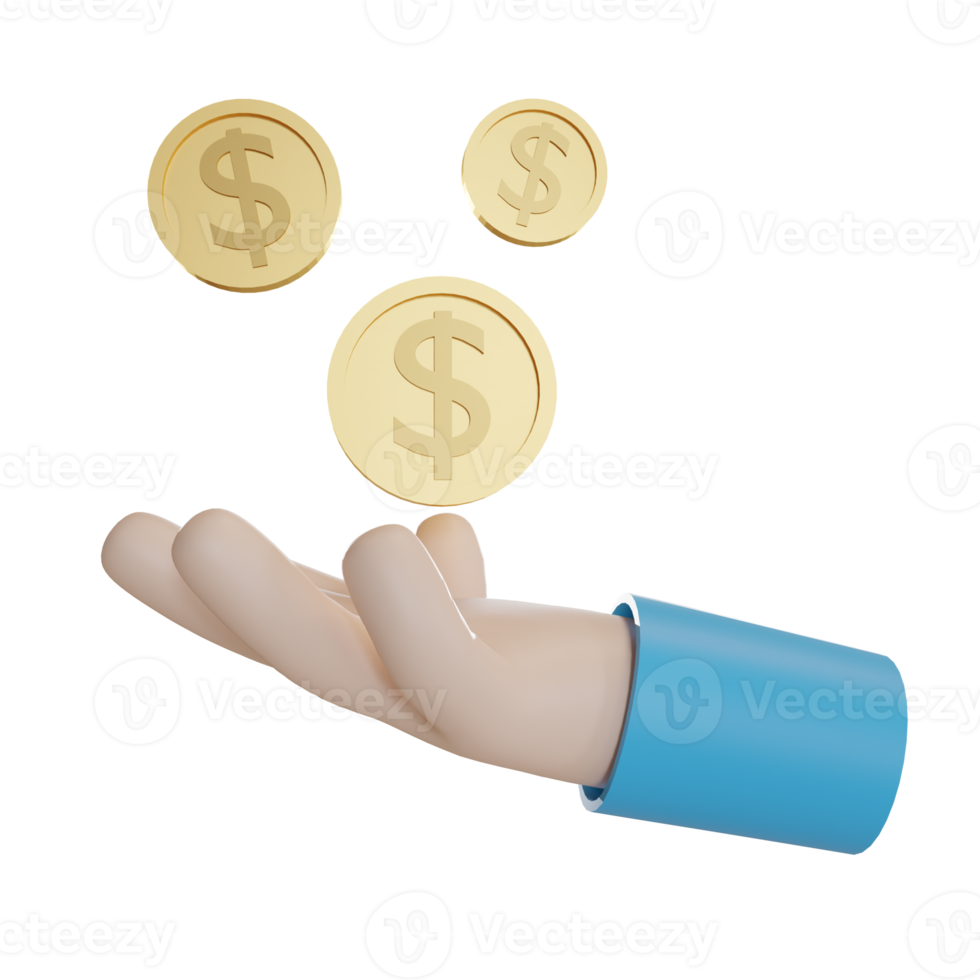 3d Illustration Object icon hand hold coin money Can be used for web, app, info graphic, etc png