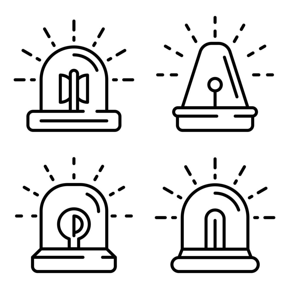 conjunto de iconos intermitentes, estilo de esquema vector