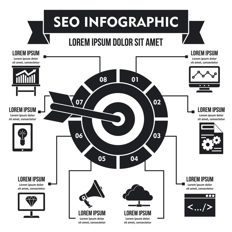 SEO infographic concept, simple style vector