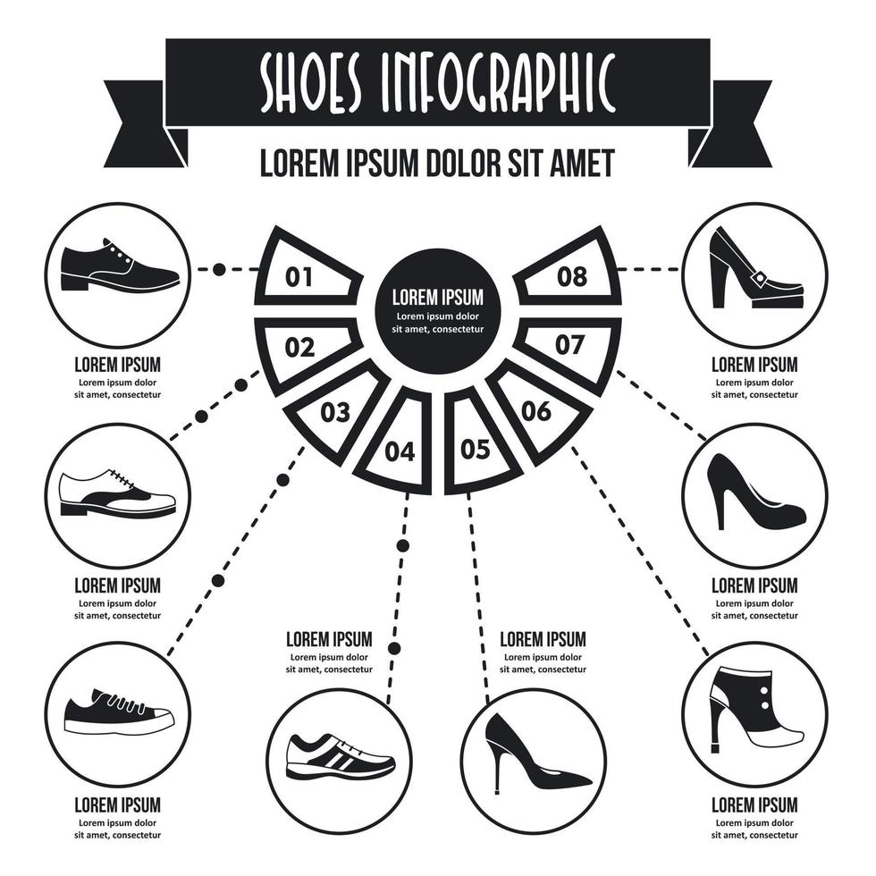 Shoes infographic concept, simple style vector