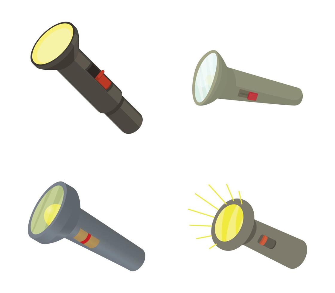 conjunto de iconos de luz de bolsillo, estilo de dibujos animados vector