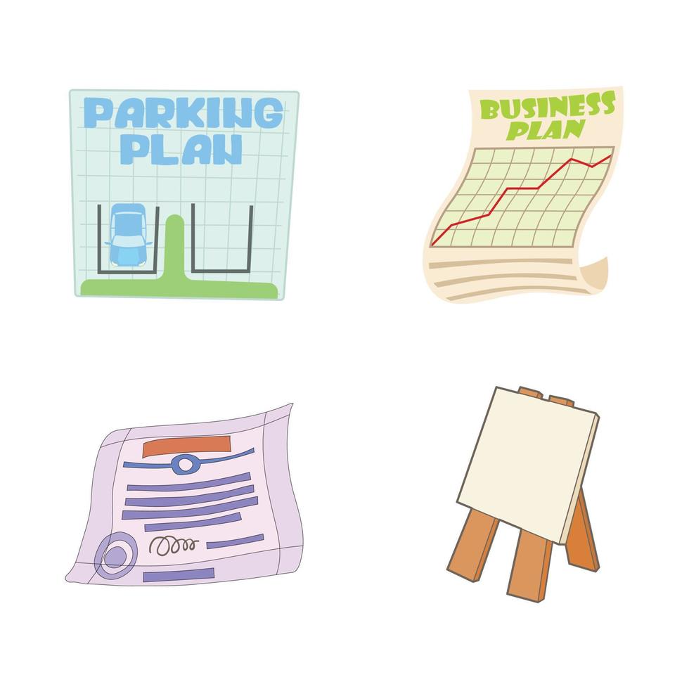 Plan icon set, cartoon style vector